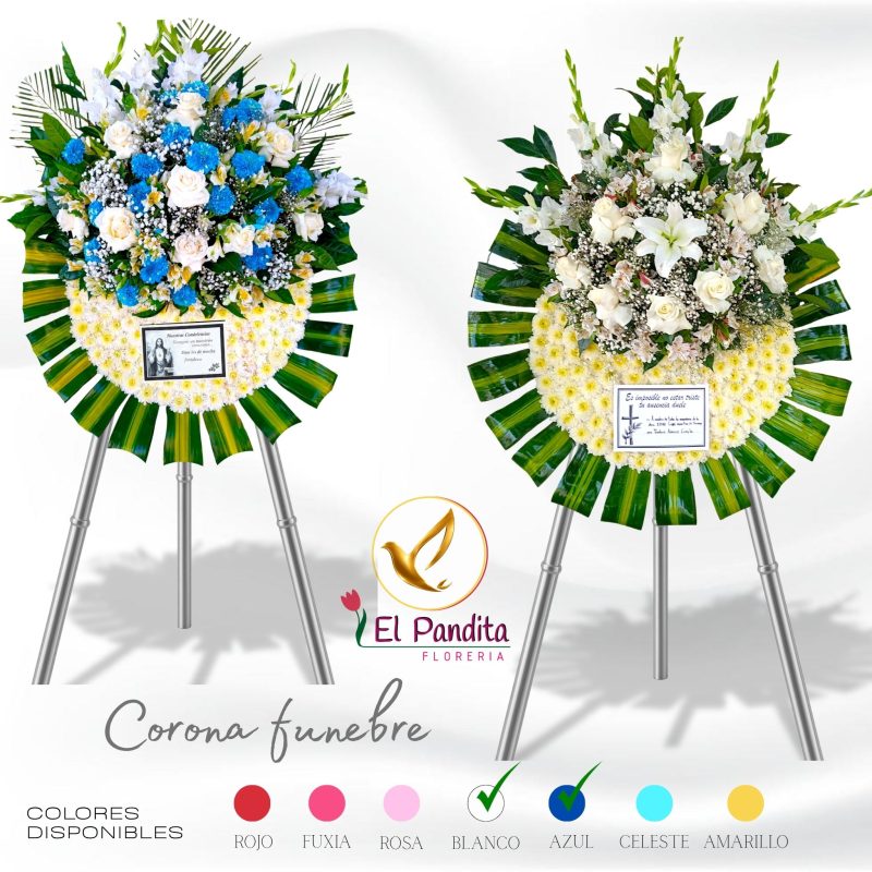 Corona funeraria clásica circular con rosas rojas de 1.70 m x 1.20 m para funeral en Moquegua – Florería El Pandita