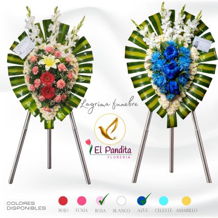 Lágrima funeraria mixta con flores variadas naturales (rosas, gypsophila, clavel) para funerales en Moquegua – Florería El Pandita